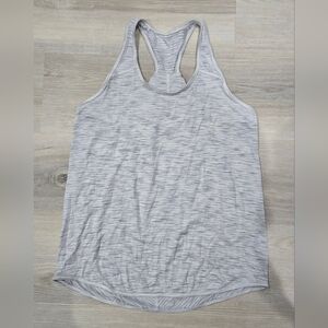 Lululemon Tank Top Womens Size 6 Gray Stripes Rouched Back Athletic Yoga Workout